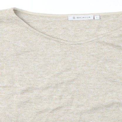 Bicalla Womens Beige  Viscose Jersey T-Shirt Size L Round Neck