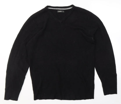 Peacocks Mens Black V-Neck  Acrylic Pullover Jumper Size M