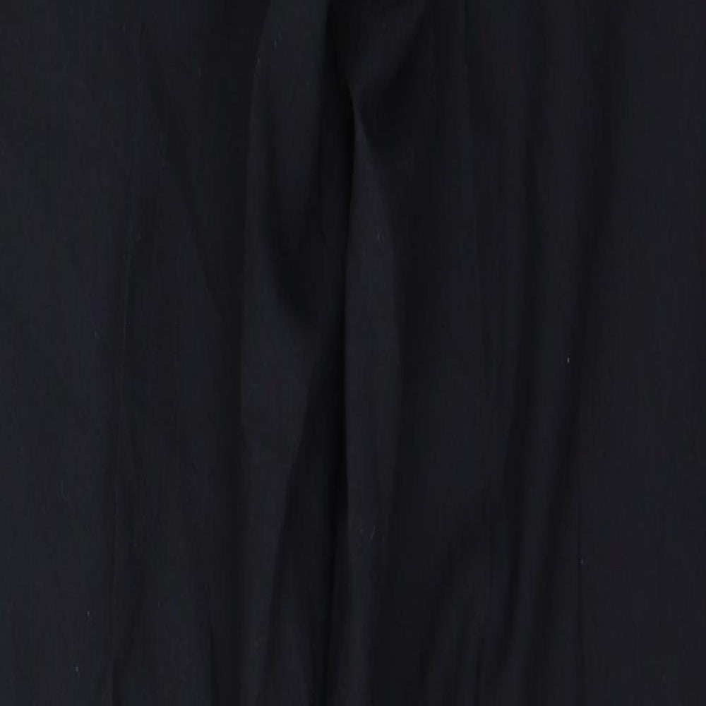 REMUS Mens Black Striped Polyester Trousers  Size 38 in L31 in Regular Button