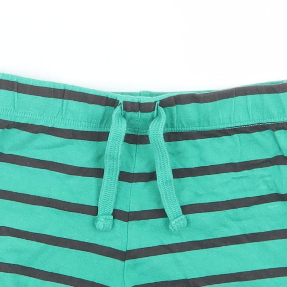F&F Boys Green Striped Cotton Cropped Trousers Size 9-12 Months