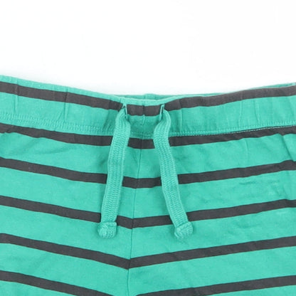 F&F Boys Green Striped Cotton Cropped Trousers Size 9-12 Months