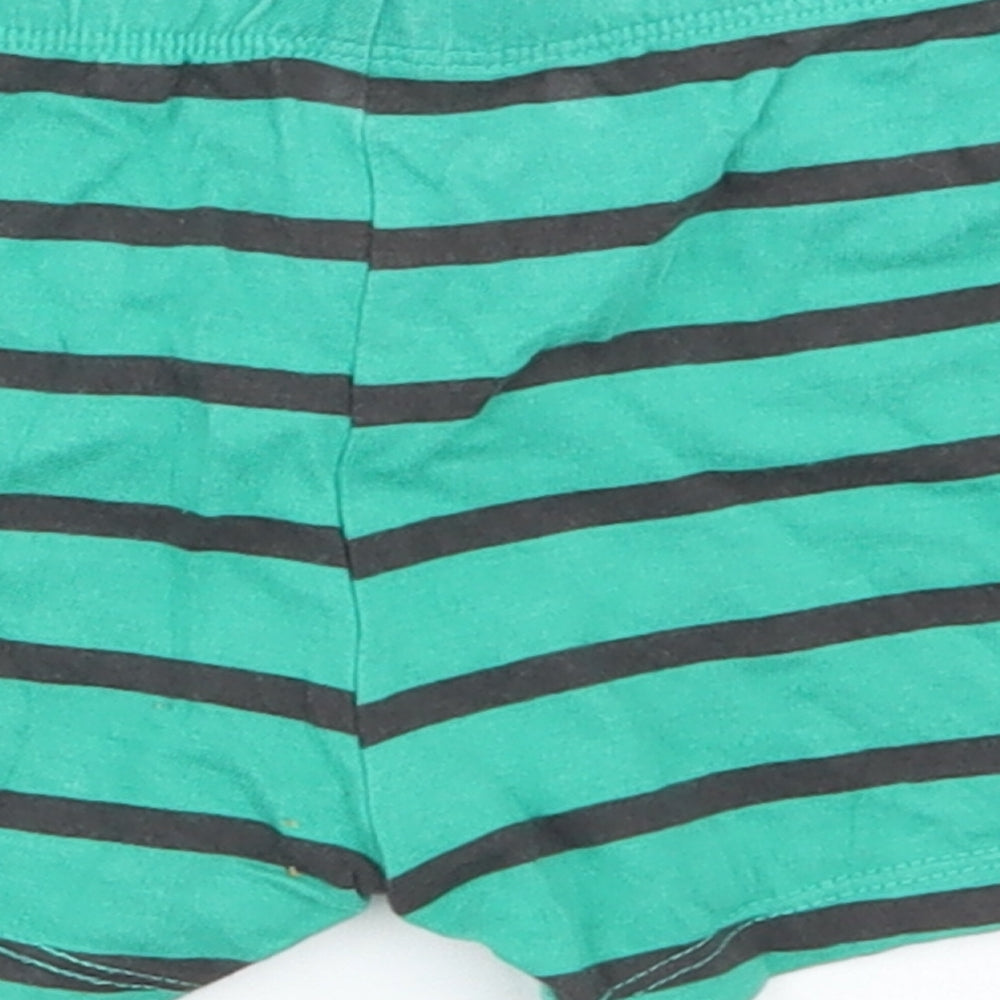 F&F Boys Green Striped Cotton Cropped Trousers Size 9-12 Months