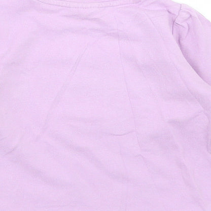 NEXT Girls Purple  Cotton Basic T-Shirt Size 9-12 Months Crew Neck Snap - Cat