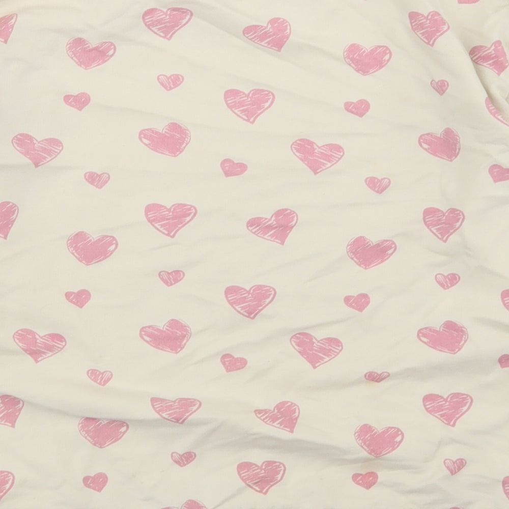 Dunnes Stores Girls Beige Geometric Cotton Pullover Sweatshirt Size 10-11 Years   - Heart Print