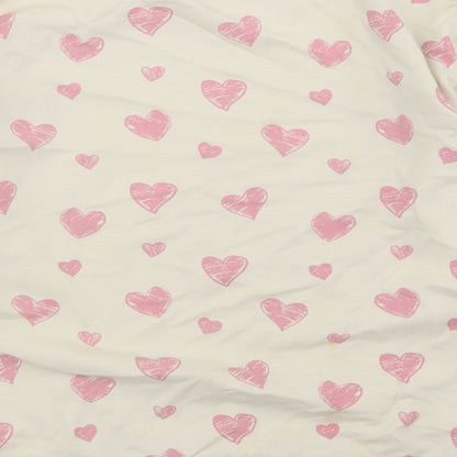 Dunnes Stores Girls Beige Geometric Cotton Pullover Sweatshirt Size 10-11 Years   - Heart Print