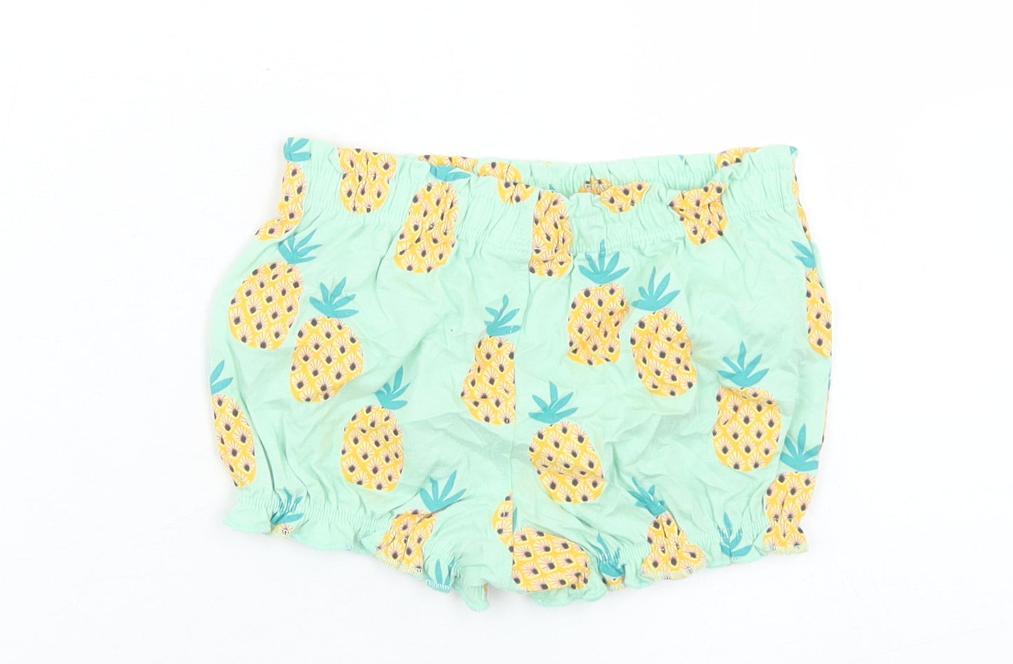 Fred & Flo Girls Blue Geometric Cotton Cropped Trousers Size 12-18 Months   - Pineapple