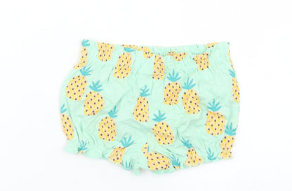 Fred & Flo Girls Blue Geometric Cotton Cropped Trousers Size 12-18 Months   - Pineapple