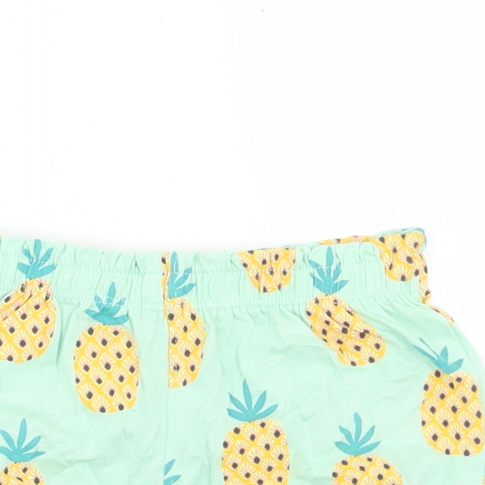Fred & Flo Girls Blue Geometric Cotton Cropped Trousers Size 12-18 Months   - Pineapple