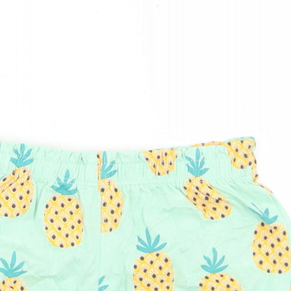 Fred & Flo Girls Blue Geometric Cotton Cropped Trousers Size 12-18 Months   - Pineapple