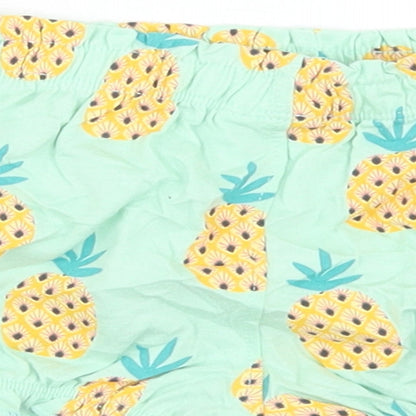 Fred & Flo Girls Blue Geometric Cotton Cropped Trousers Size 12-18 Months   - Pineapple