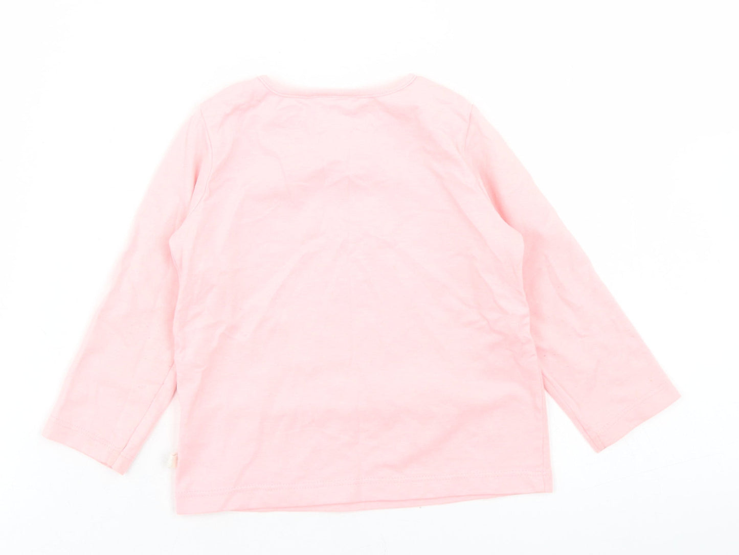 NEXT Girls Pink  Cotton Basic T-Shirt Size 9-12 Months Crew Neck Snap - Happy Being Me