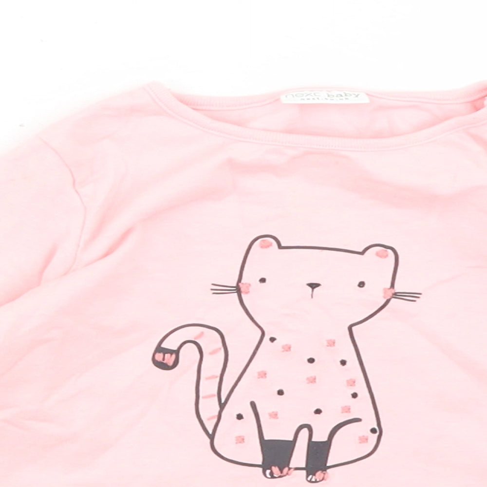 NEXT Girls Pink  Cotton Basic T-Shirt Size 9-12 Months Crew Neck Snap - Happy Being Me