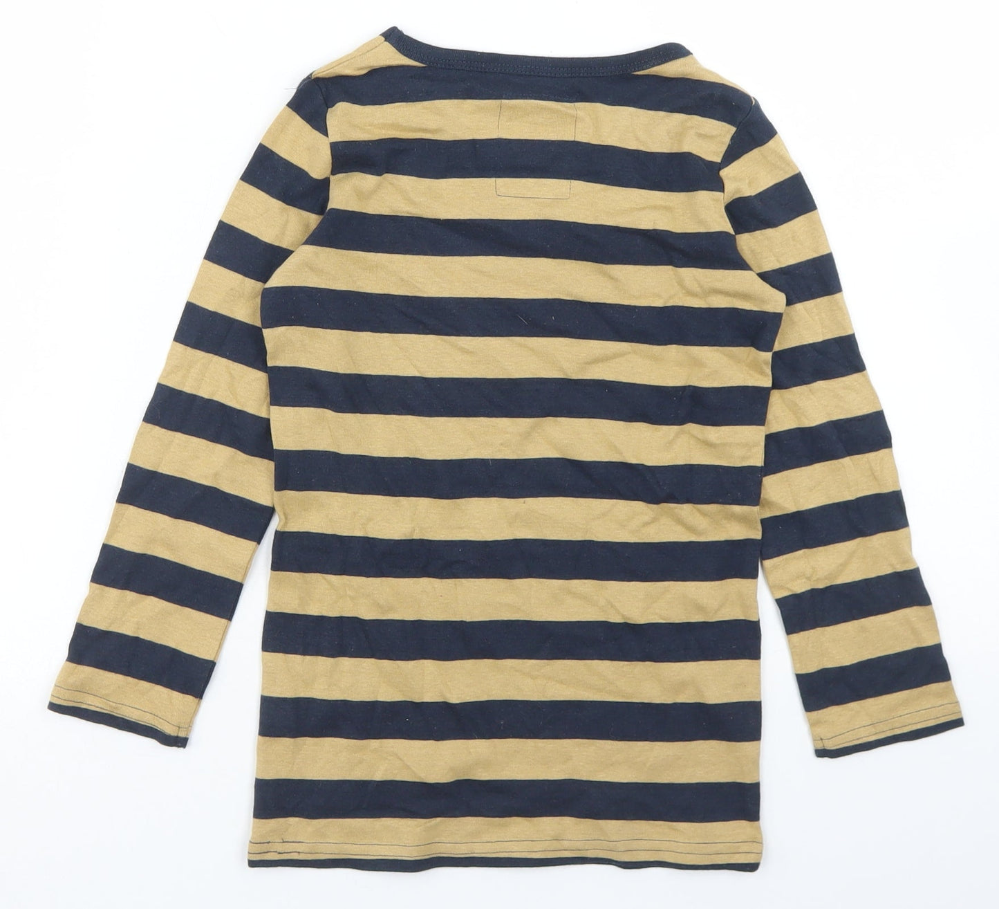 NEXT Girls Blue Striped Cotton Basic T-Shirt Size 5 Years Crew Neck