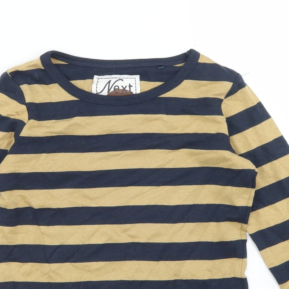 NEXT Girls Blue Striped Cotton Basic T-Shirt Size 5 Years Crew Neck
