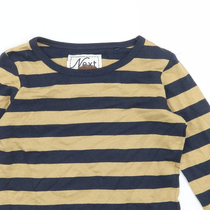 NEXT Girls Blue Striped Cotton Basic T-Shirt Size 5 Years Crew Neck