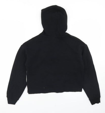 Matalan Girls Black Colourblock Cotton Pullover Hoodie Size 12 Years  Zip - Cropped