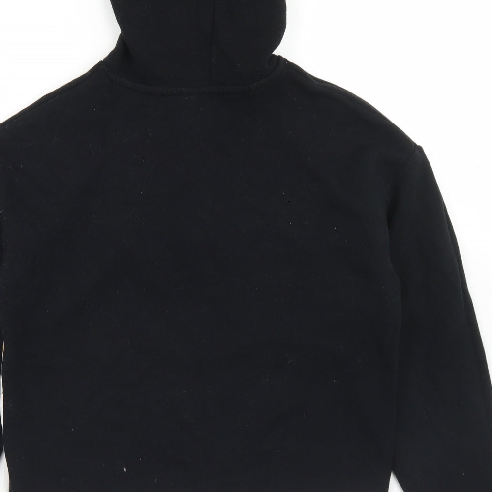 Matalan Girls Black Colourblock Cotton Pullover Hoodie Size 12 Years  Zip - Cropped