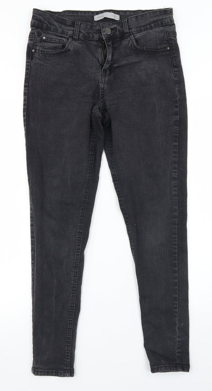 George Womens Black  Cotton Skinny Jeans Size 12 L27 in Regular Button