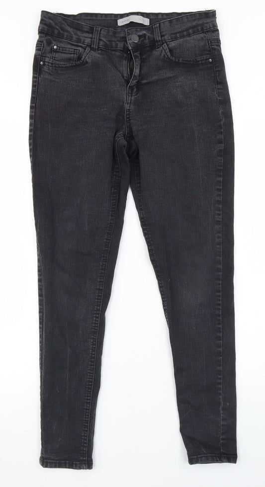 George Womens Black  Cotton Skinny Jeans Size 12 L27 in Regular Button