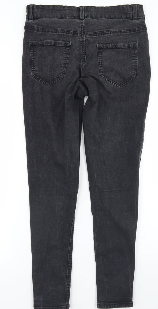 George Womens Black  Cotton Skinny Jeans Size 12 L27 in Regular Button
