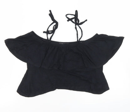 Womens UK Size 10 Missguided Black Cropped Tank