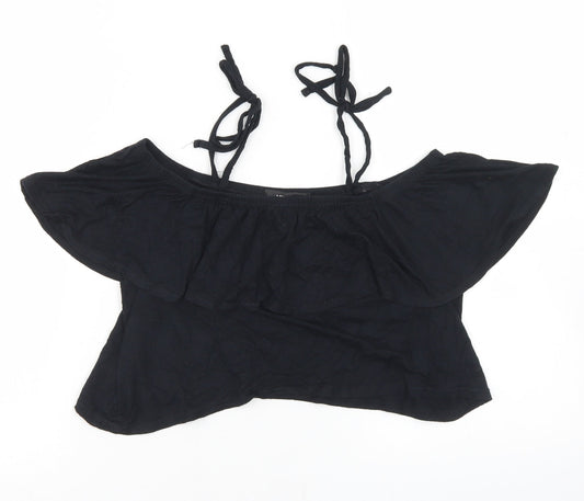 Womens UK Size 10 Missguided Black Cropped Tank