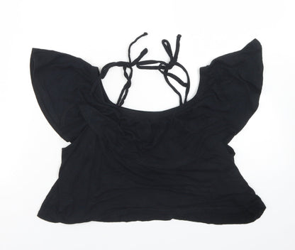 Womens UK Size 10 Missguided Black Cropped Tank