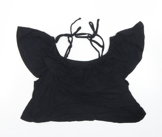 Womens UK Size 10 Missguided Black Cropped Tank