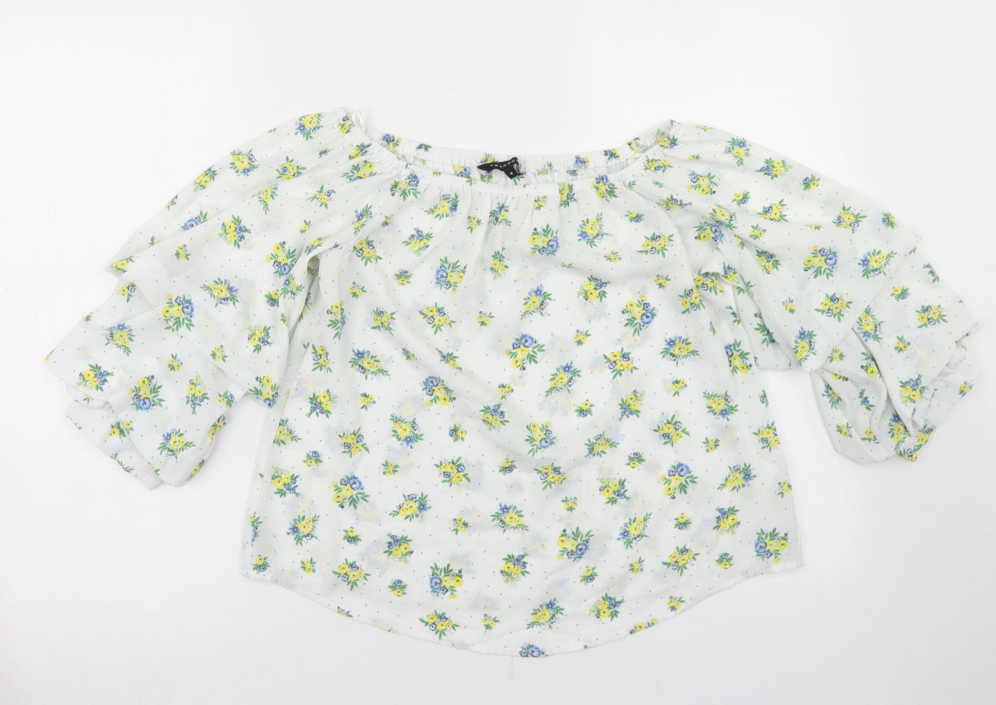 Womens UK Size 8 Peacocks White Cropped Blouse