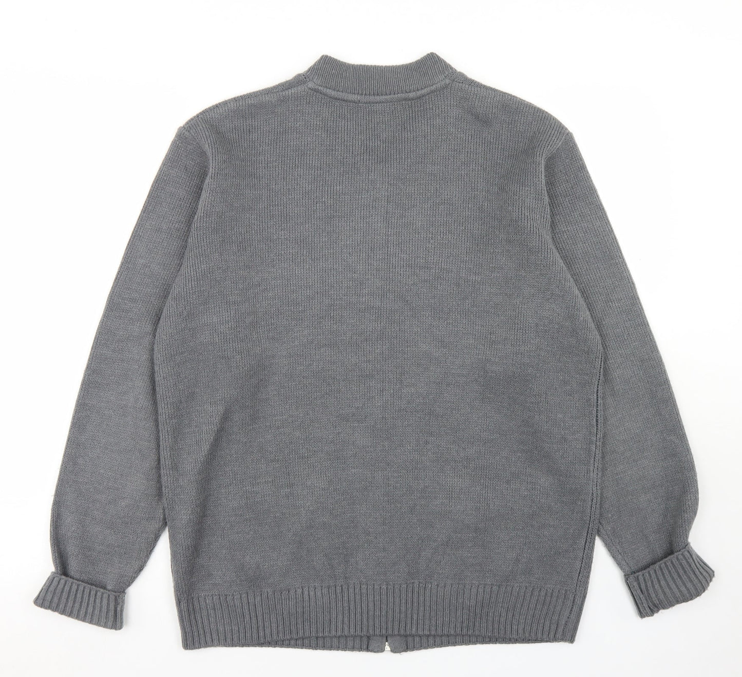 Premier Man Mens Grey Mock Neck Argyle/Diamond Acrylic Full Zip Jumper Size M