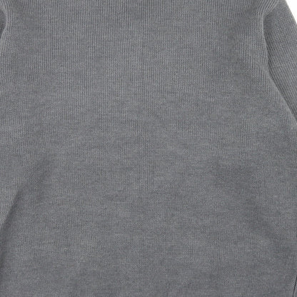 Premier Man Mens Grey Mock Neck Argyle/Diamond Acrylic Full Zip Jumper Size M