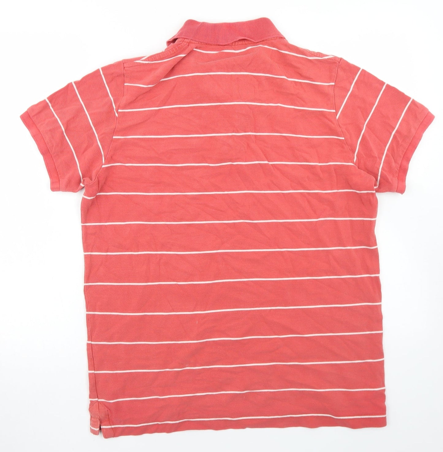 Xaye Co Mens Red Striped Polyester  Polo Size L Collared