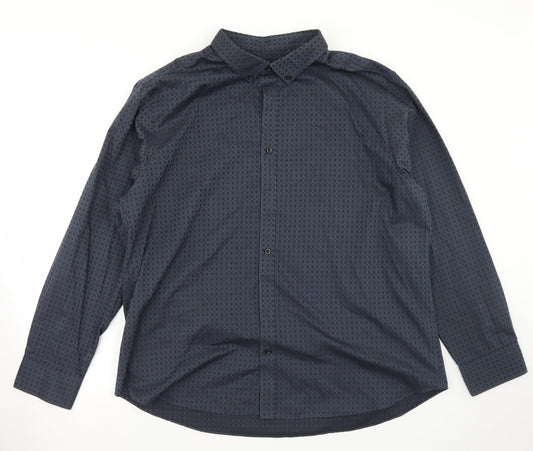The Collection Debenhams Mens Blue Check Polyester  Button-Up Size 2XL Collared Button - Tailored fit