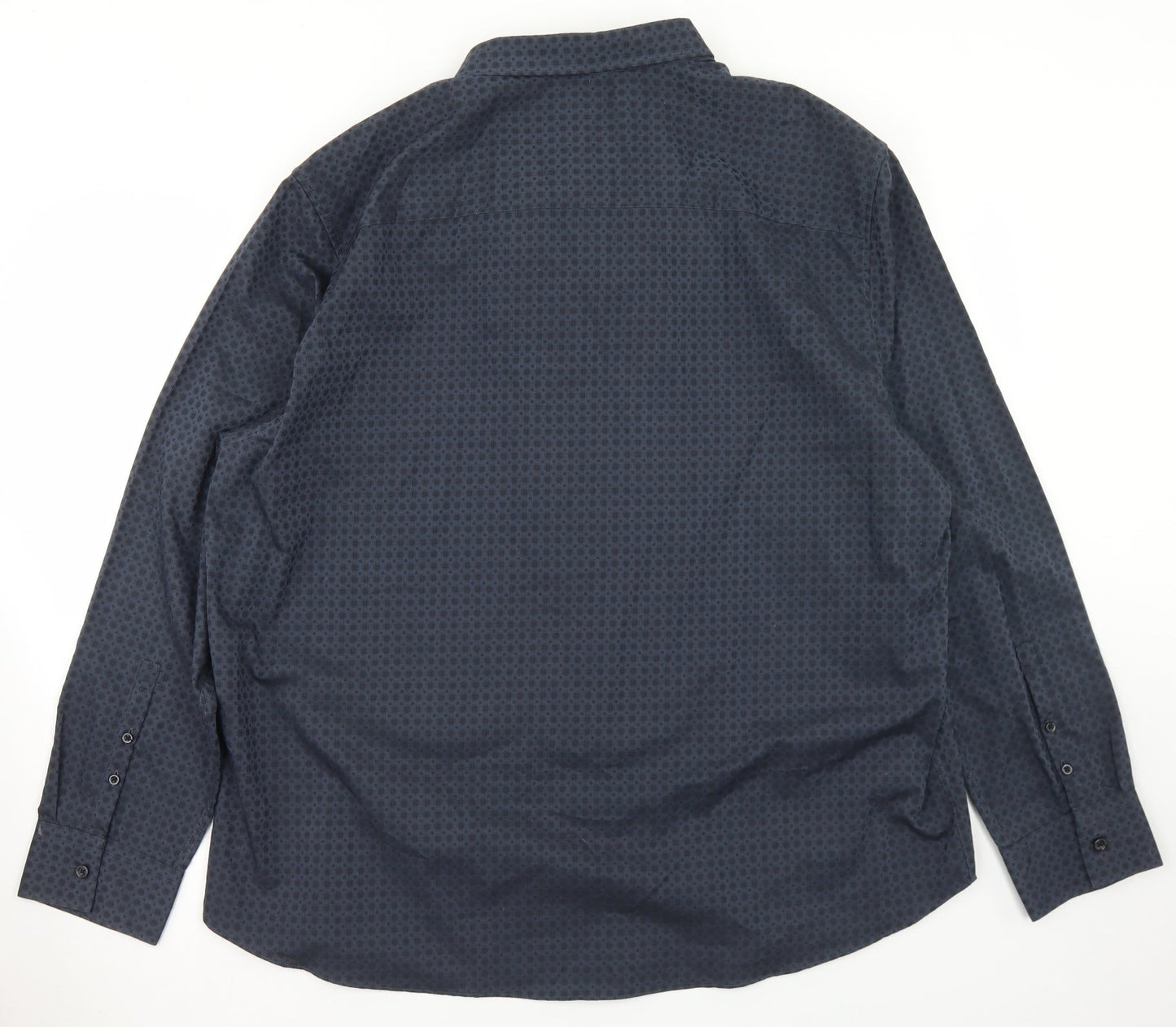 The Collection Debenhams Mens Blue Check Polyester  Button-Up Size 2XL Collared Button - Tailored fit