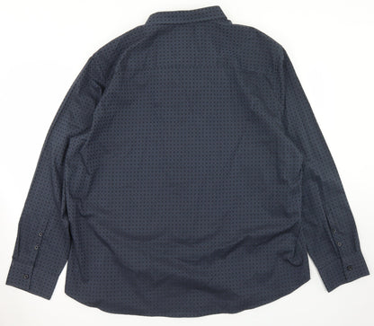 The Collection Debenhams Mens Blue Check Polyester  Button-Up Size 2XL Collared Button - Tailored fit