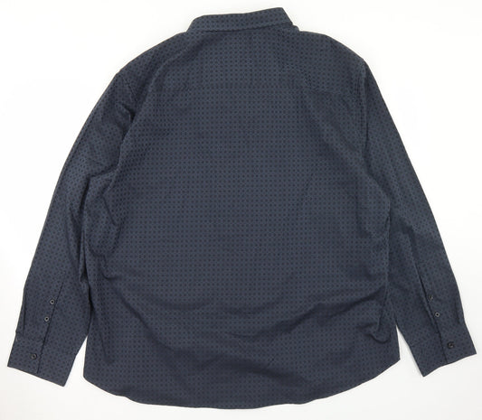 The Collection Debenhams Mens Blue Check Polyester  Button-Up Size 2XL Collared Button - Tailored fit