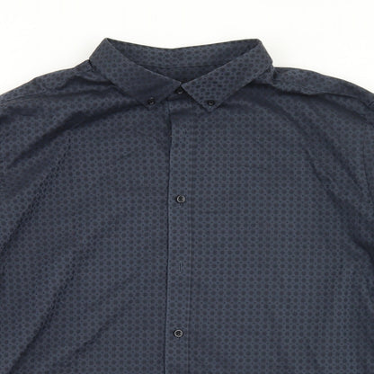 The Collection Debenhams Mens Blue Check Polyester  Button-Up Size 2XL Collared Button - Tailored fit