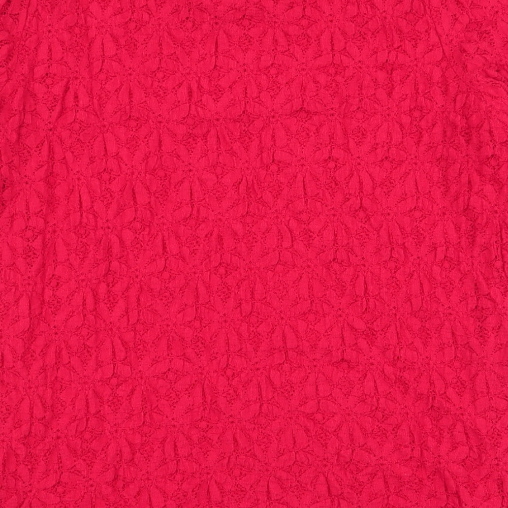 Papaya Womens Red  Cotton Jersey T-Shirt Size 14 Round Neck