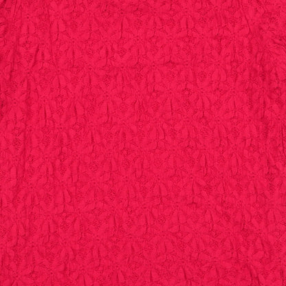 Papaya Womens Red  Cotton Jersey T-Shirt Size 14 Round Neck