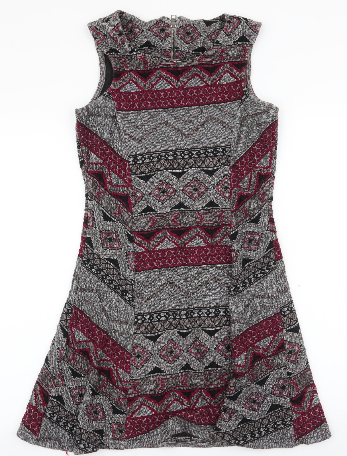 Only Womens Multicoloured Geometric Polyester A-Line  Size M  Round Neck Zip