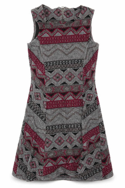 Only Womens Multicoloured Geometric Polyester A-Line  Size M  Round Neck Zip