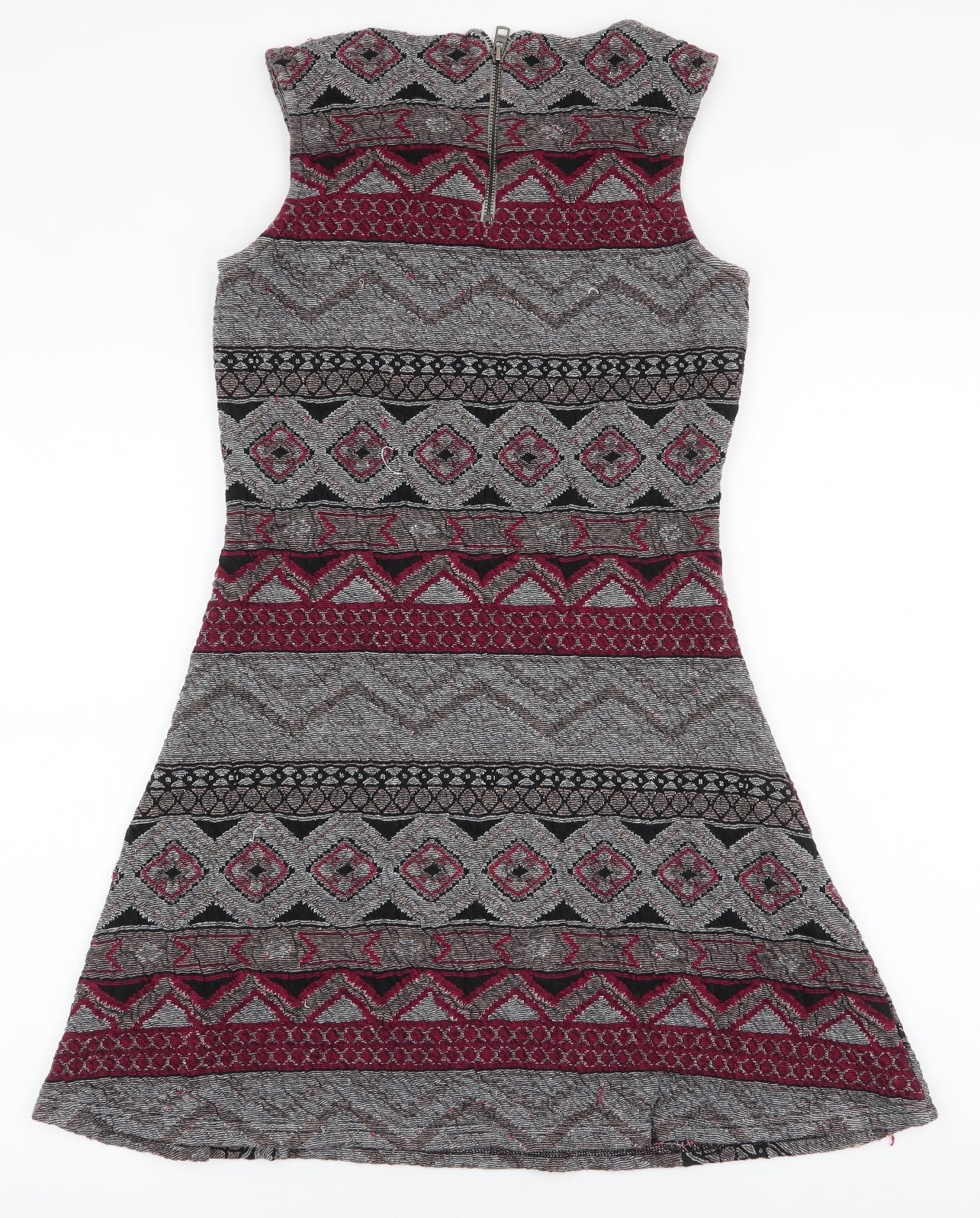 Only Womens Multicoloured Geometric Polyester A-Line  Size M  Round Neck Zip