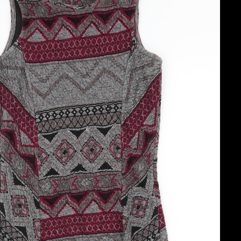 Only Womens Multicoloured Geometric Polyester A-Line  Size M  Round Neck Zip