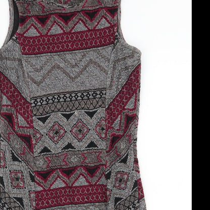 Only Womens Multicoloured Geometric Polyester A-Line  Size M  Round Neck Zip