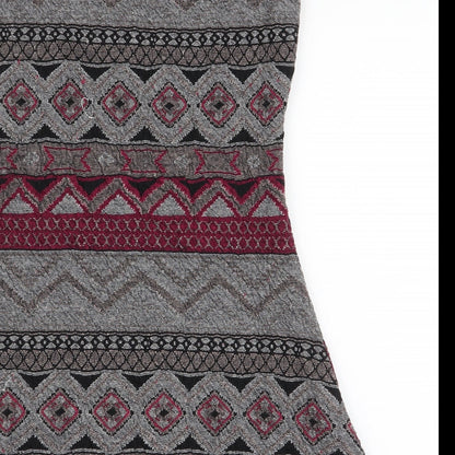 Only Womens Multicoloured Geometric Polyester A-Line  Size M  Round Neck Zip