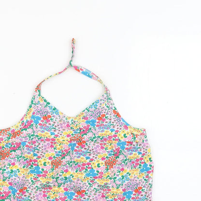 NEXT Girls Multicoloured Floral Cotton Camisole Tank Size 10-11 Years Halter Snap