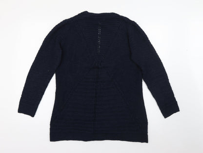Marks and Spencer Womens Blue V-Neck  Cotton Cardigan Jumper Size 14