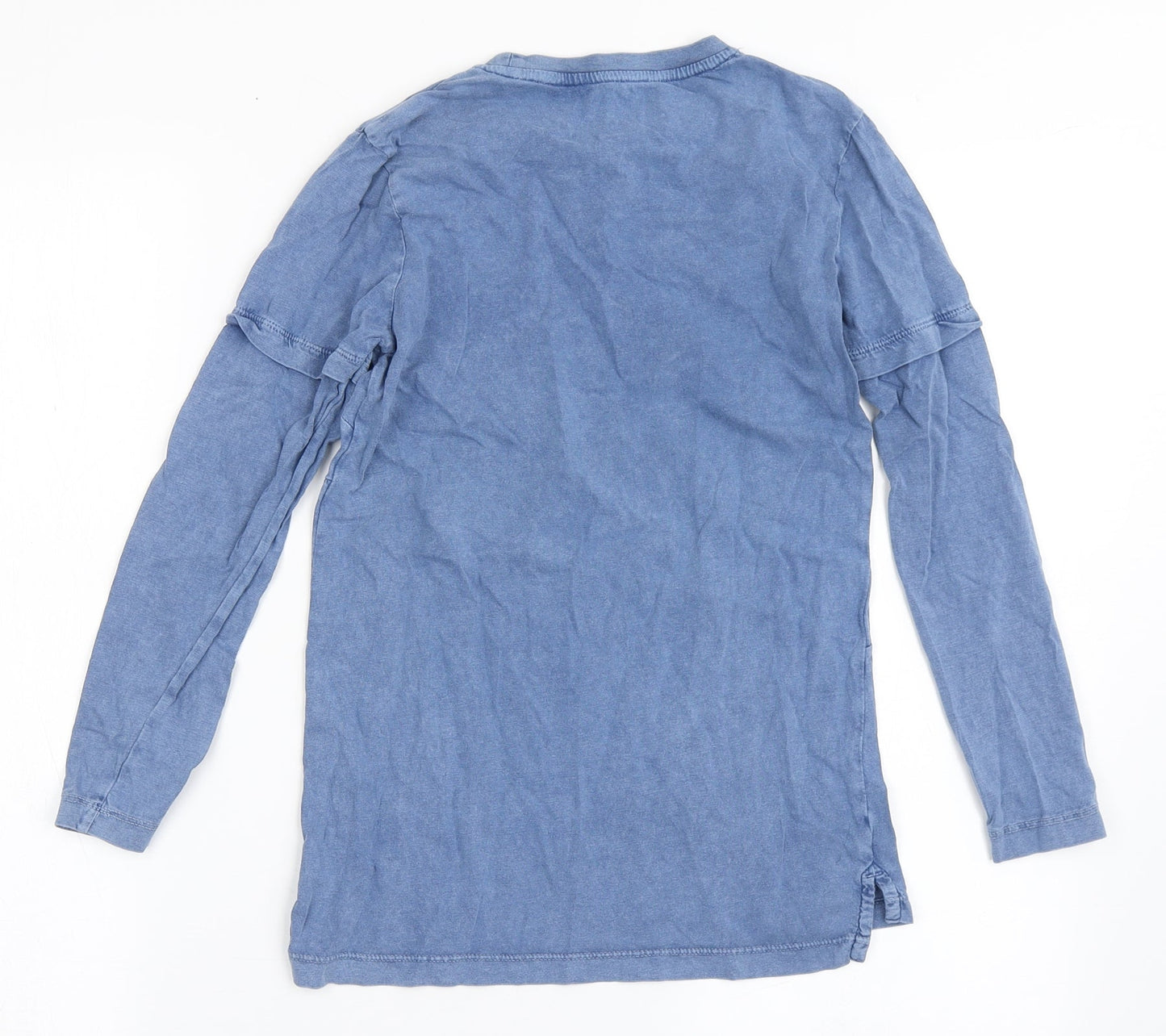 George Boys Blue  100% Cotton Basic T-Shirt Size 8-9 Years Round Neck Pullover