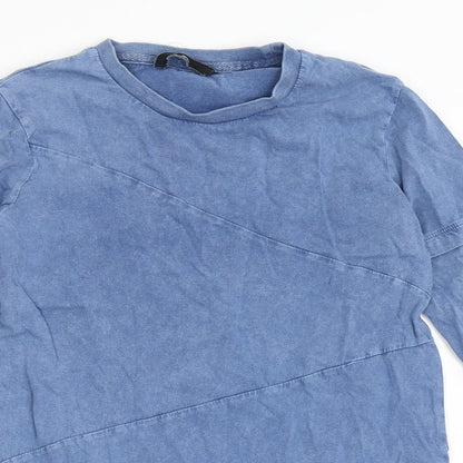 George Boys Blue  100% Cotton Basic T-Shirt Size 8-9 Years Round Neck Pullover