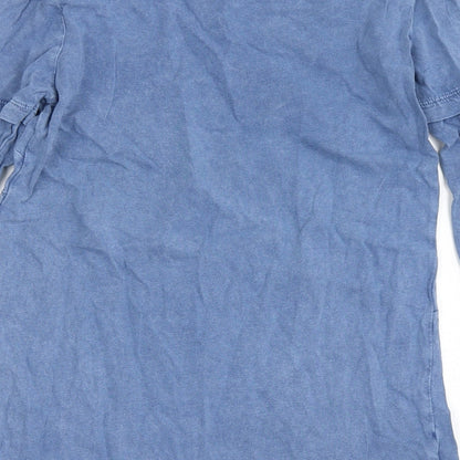 George Boys Blue  100% Cotton Basic T-Shirt Size 8-9 Years Round Neck Pullover